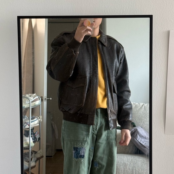 Vintage Adventure Leather Bomber Jacket Medium - Picture 1 of 8